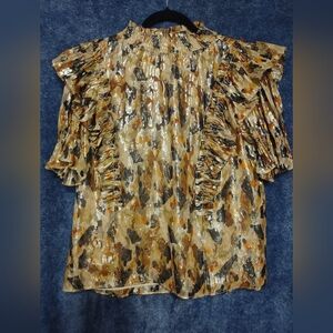 ba&sh Metallic Camo Ruffle Blouse